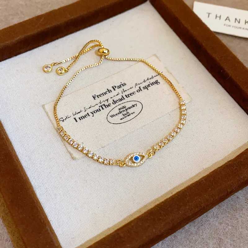 Full of Rhinestones Adjustable 18K Gold Plated Copple Bracelet For Women New Trendy Shiny Eyes Zircon Bracelet Hand JewelryT251110