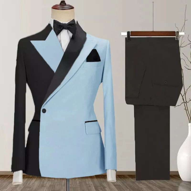 One Button Mens Suits Costume Homme Lapel 2 Piece Jacket Pants Full Sets Costume Homme Custom Blazer 250409