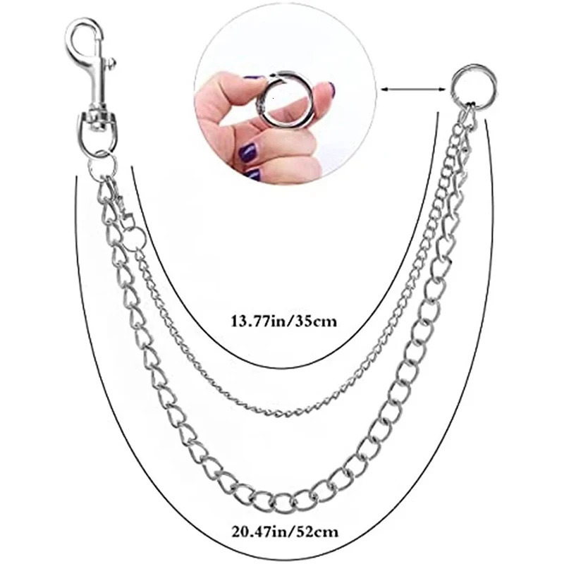 Punk Steel Metal Laminated Chain Keychain Womens Waist Trouser Jeans Hip Hop Pants Belt Jewelry Accessories 250410