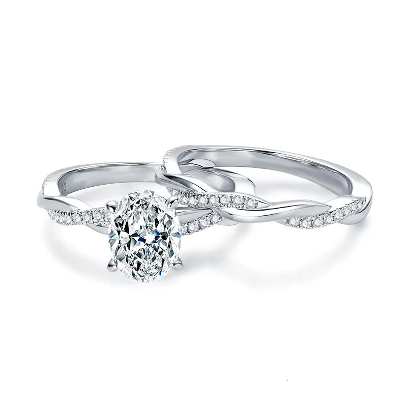 OXTAO 7x9mm 20 Carat Oval Cut Engagement Ring Set 925 Sterling Sliver Wedding Promise Bands Jewelry for Women 251103