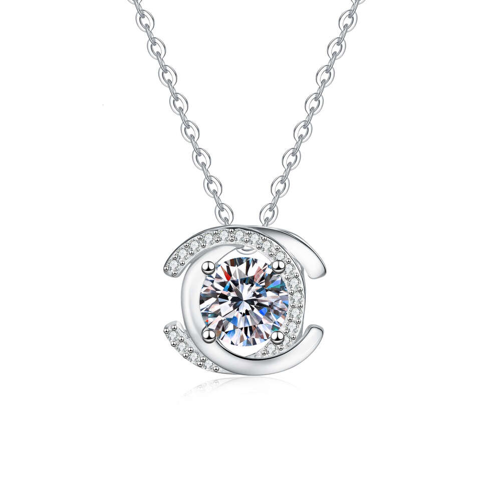 Wholesale s925 sterling silver moissanite necklace, style versatile ins style moissanite pendant