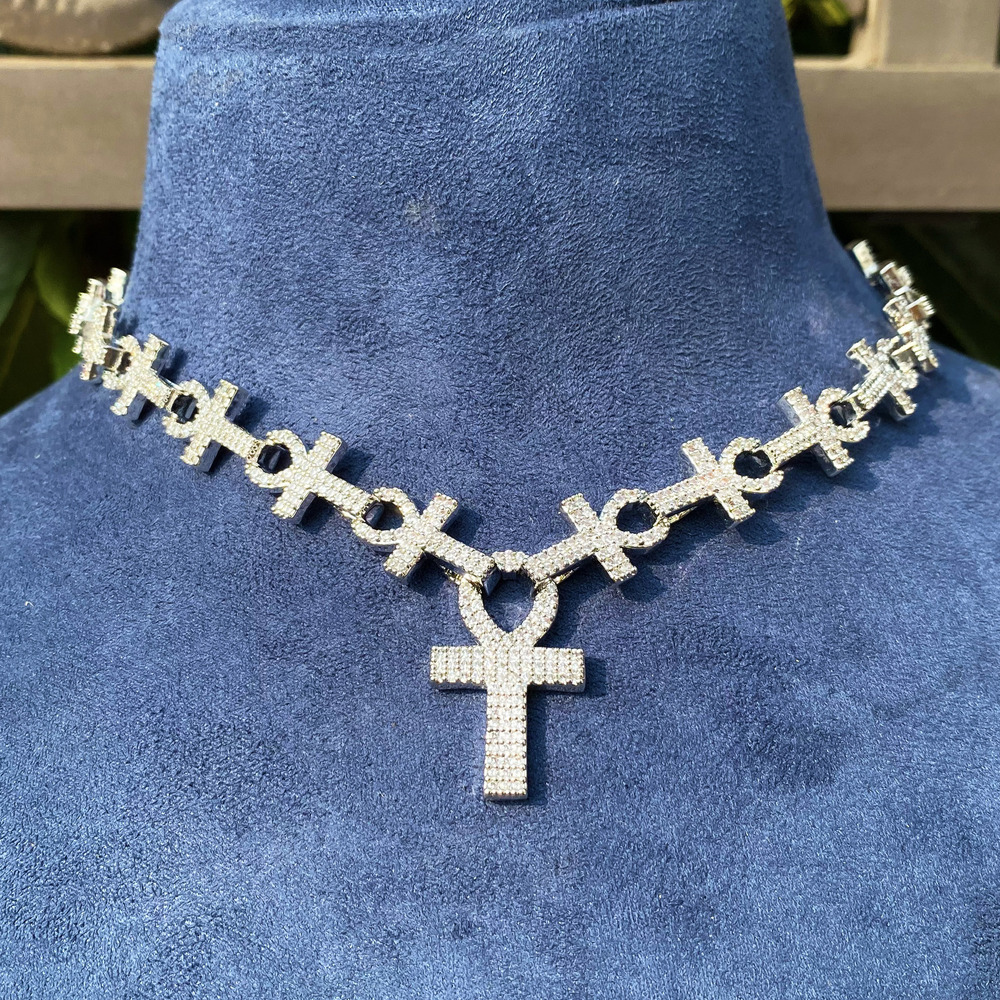 Hip hop trendsetters all cross chain necklaces personalized and niche hip-hop Moissanite chain