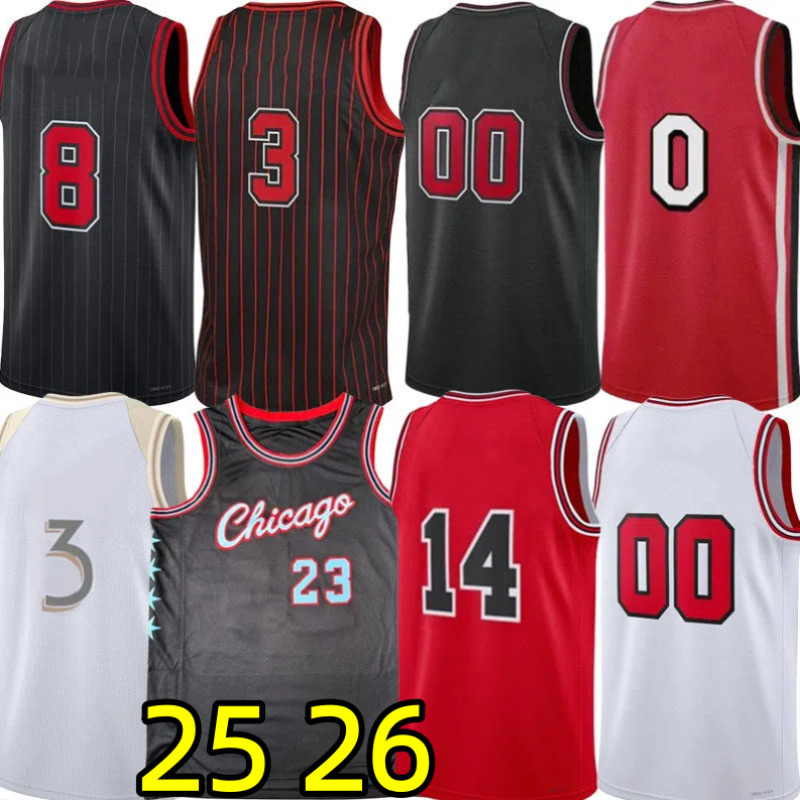 25 26 Custom Basketball Jerseys Coby White Matas Buzelis Josh Giddey Nikola Vucevic Patrick Williams Ayo Dosunmu Isaac Okoro Tre Jones Derrickk Rose City Jersey