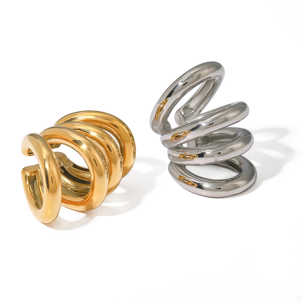 Youthway Gold Four-layer Stainless Steel Earrings Metal Waterproof Unique Fashion Trendy Jewelry Women Gift 250409