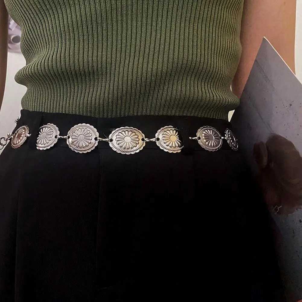 Traditional ethnic style retro metal waist chain Bohen silver metal chain strap Wens Fashion Accessories X250410
