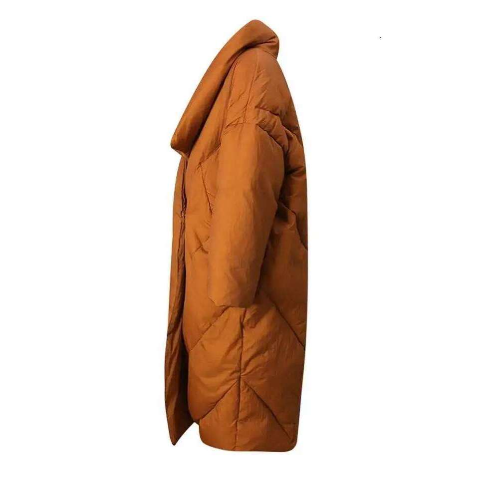Caramel Color Big Size Down Jacket New Lapel Long Sleeve Warm Women Parkas Fashion Tide Autumn Winter V