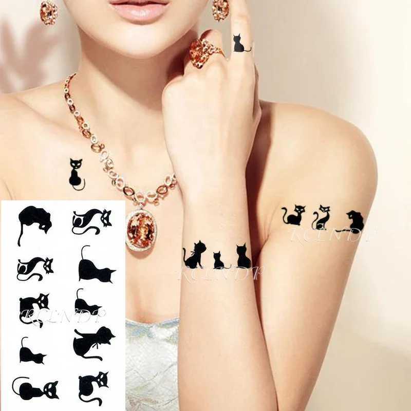 Waterproof temporary tattoo stickers for cats foxes animals fake tattoos flashing tattoos neck back of hands feet shoulders children women W250410