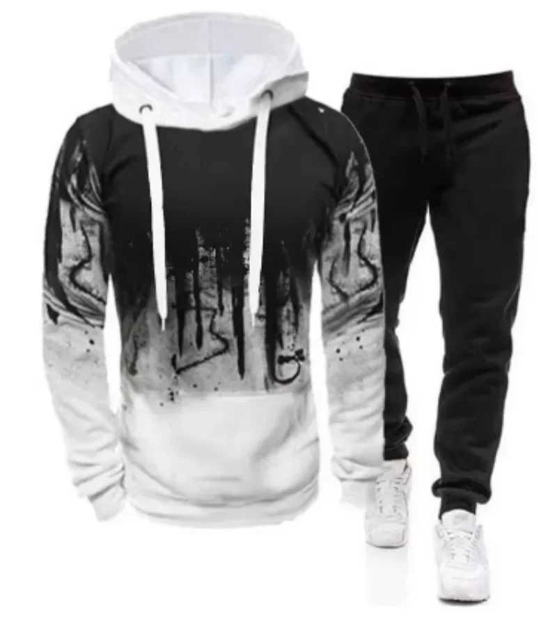 Autumn Winter Trending Tracksuits Men Camouflage Hoodie Pant 2 Piece Set Sports Wear 3d Ink Jogging Suits W251110