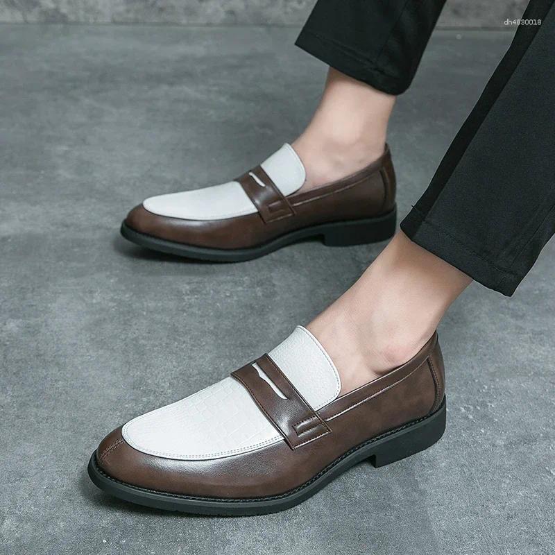 Dress Shoes Fashion Pointed Black Brown Slip On Men Man Luxury Designer Penny Loafers Formal Wedding Prom For