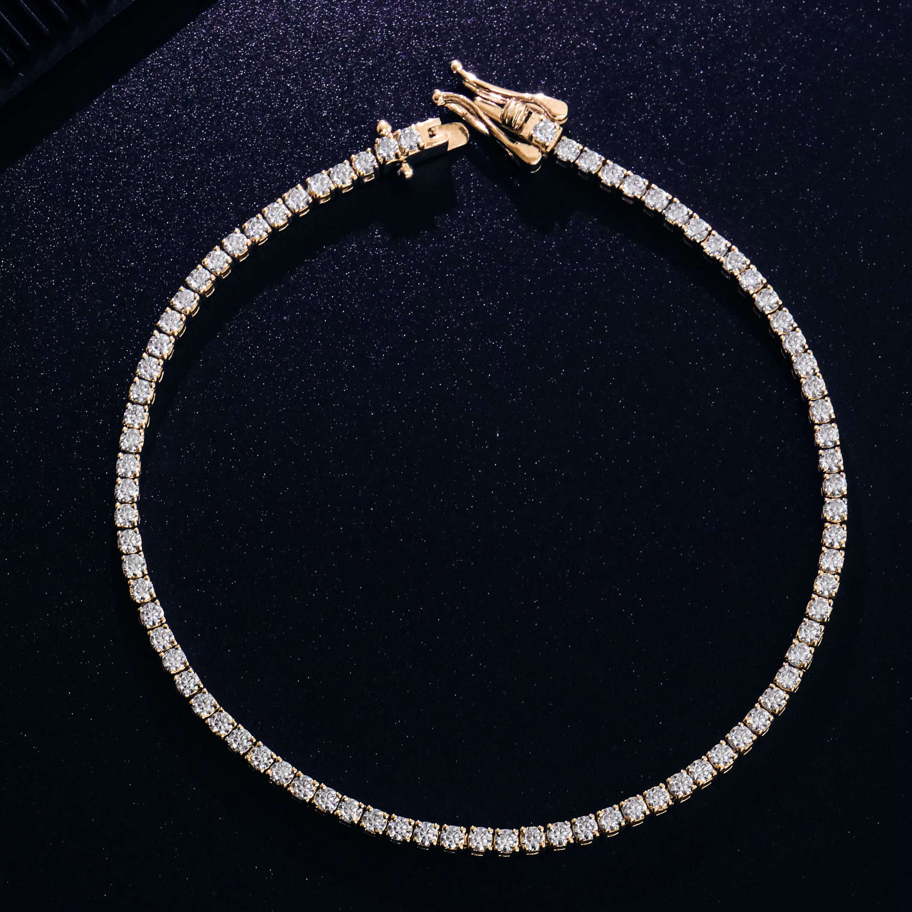 Factory Direct Sale 2mm 925 Sliver DEF VVS Moissanite Diamond Tennis Chain Heavy Iced Out Jewelry for Women Party Gift Bracelet