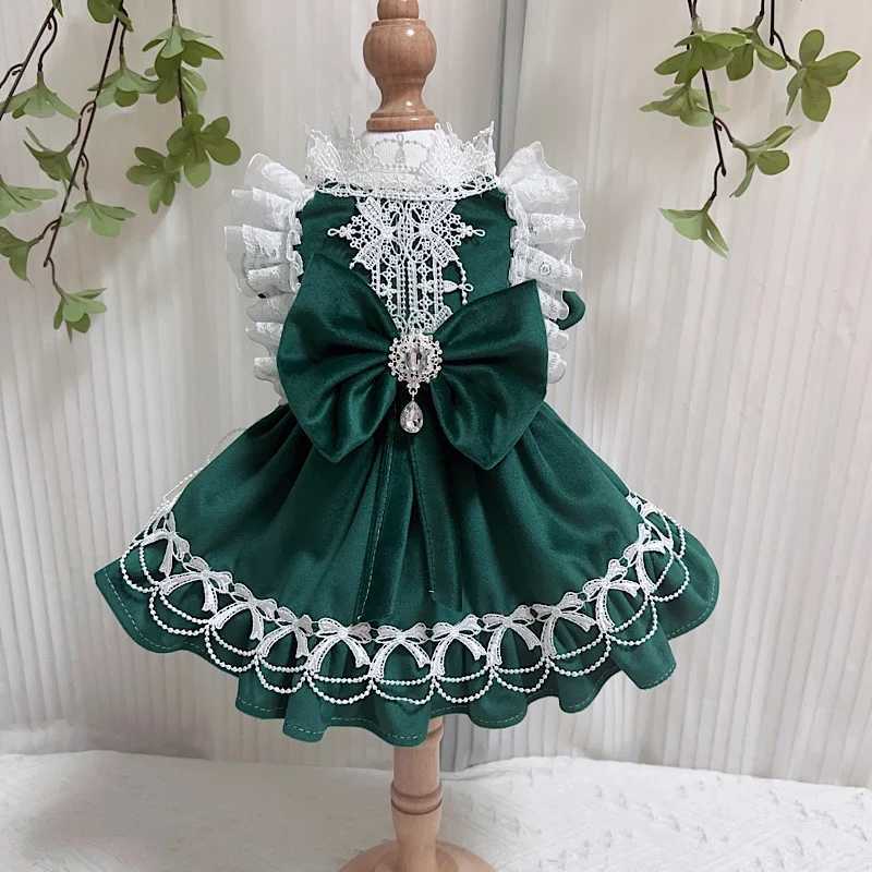 Retro Green Velvet Pet Dog Clothes Fashion Classic Handmade Bow Princess Dresses For Small Medium Dog Chihuahua Dogs Clothing J251110