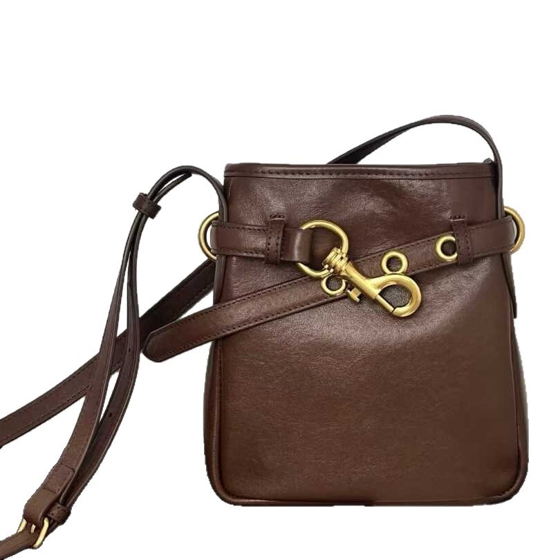 Cowhide designer bag winter new fashion commuting luxury handbag mobile phone bag retro style mini women's shoulder crossbody bag