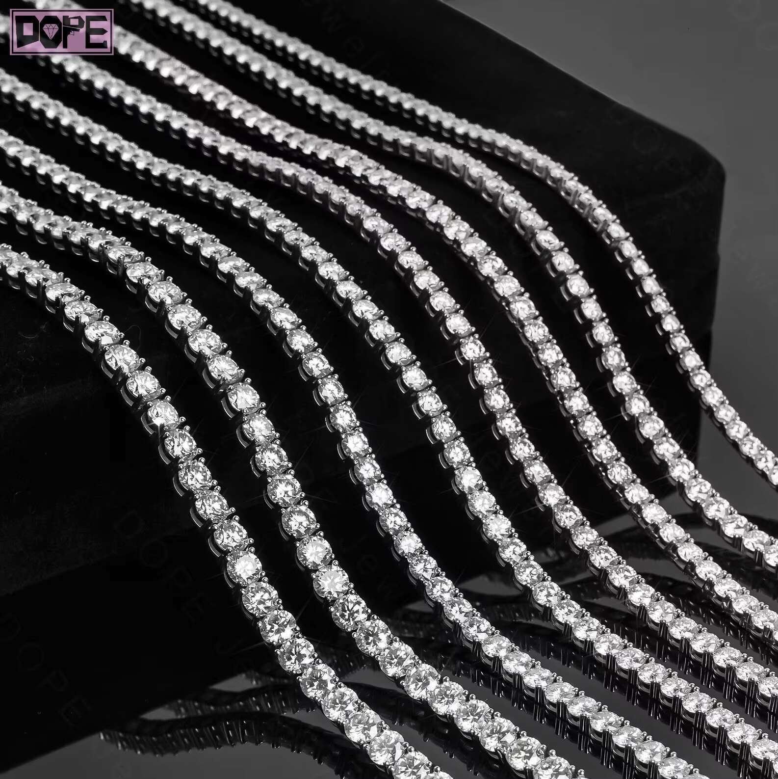 Fine Jewelry 2mm 3mm Diamond Chain 925 Silver CVD Real VVS Lab Grown Diamond IGI Tennis Chain