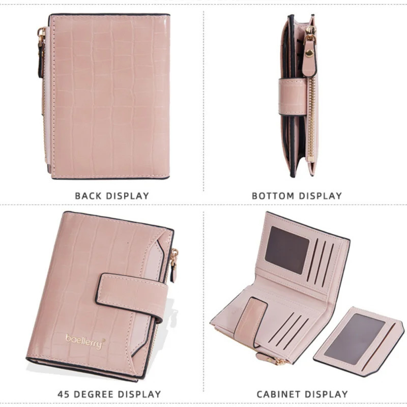 New Fashion Short Wallet For Women Fashionable Pu Multi-Functional Money Clip Zipper Buckle Multi-Slot Card Case Coin Purse R251110