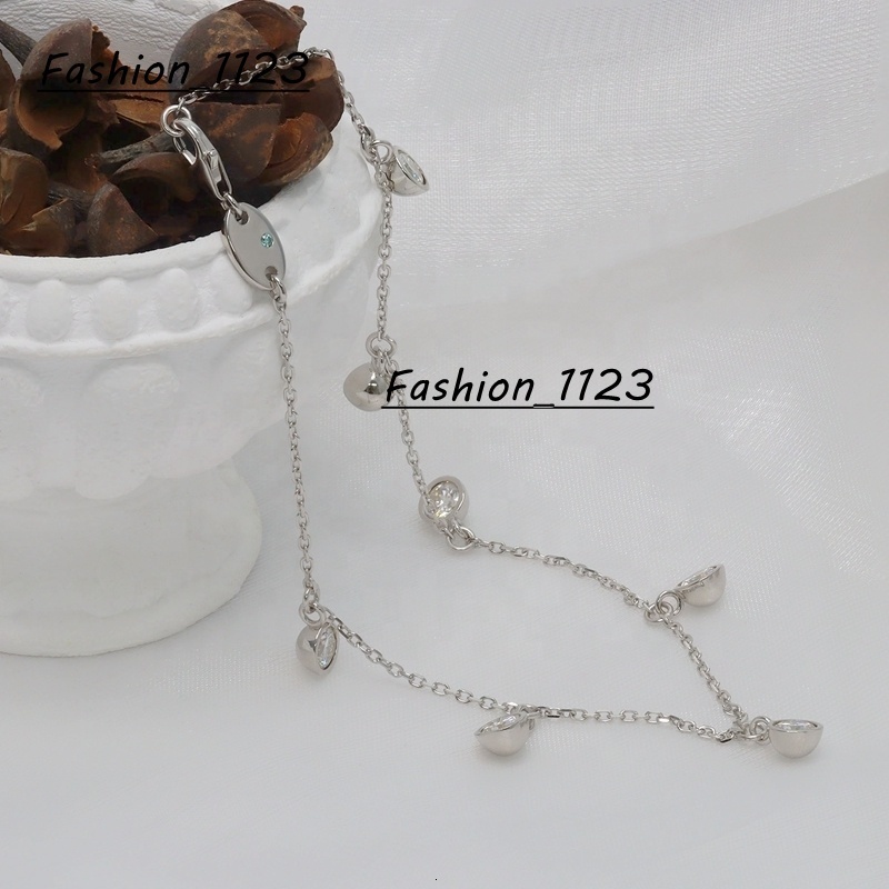 Custom Moissanite Anklet 5mm VVS Round Moissanite Diamond Silver925 Women Anklet Chain Foot Jewelry