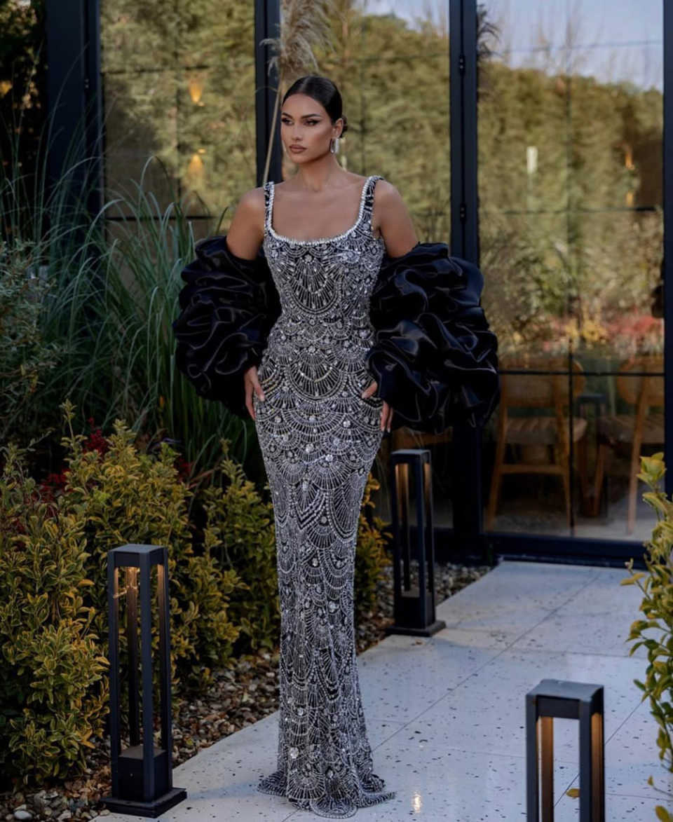 Elegant Mermaid Prom Gown Crystal Straps Evening Dress Beads Party Prom Dress Sexy Bridal Gowns vestido de novia Size Customized Robes De Mariee L2510