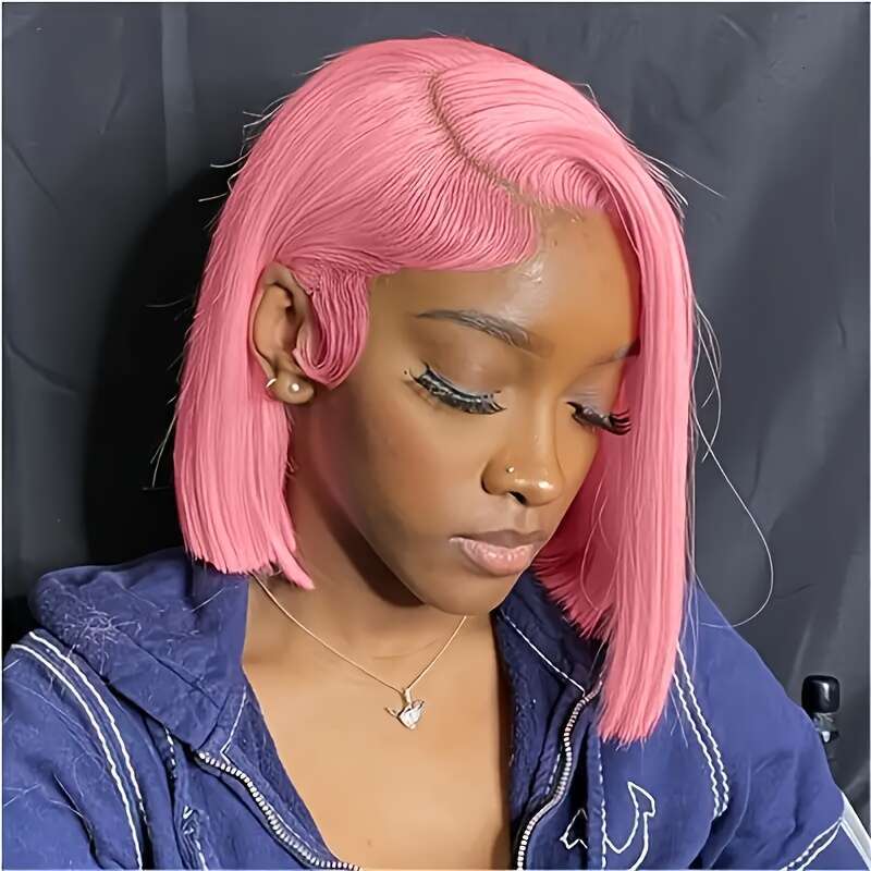 - Bob Straight 13X4 Lace Frot With Pre-Plucked Hairlie 150% Desity For & All Ethicities, Short Wig, Fashio Accessory Rose Pik Wig | Huma Hair