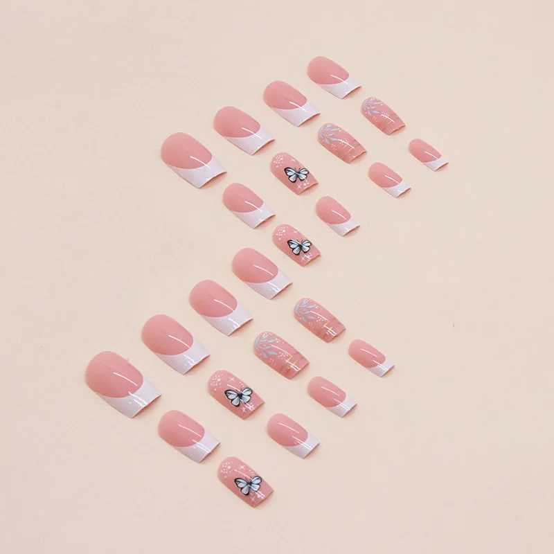 24 pieces of short French minimum butterfly strips with jelly and nail files W250410