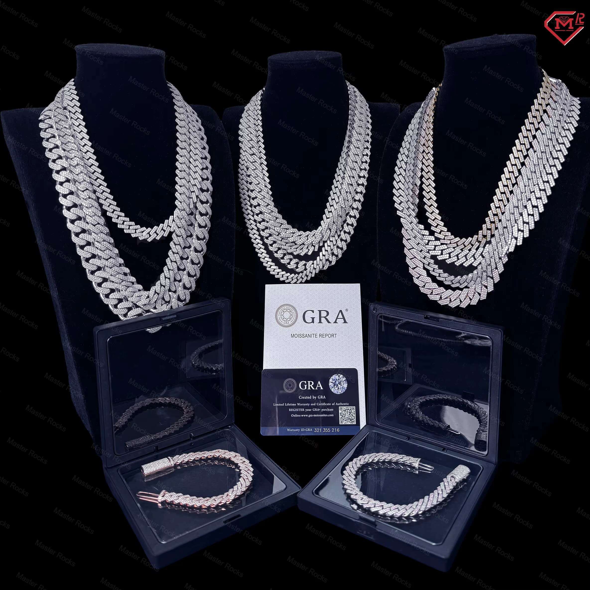 Hiphop Cuban Chain 2 Rows Iced Out Custom Straight Edge S925 Sterling Vvs Moissanite Cuban Link Chain