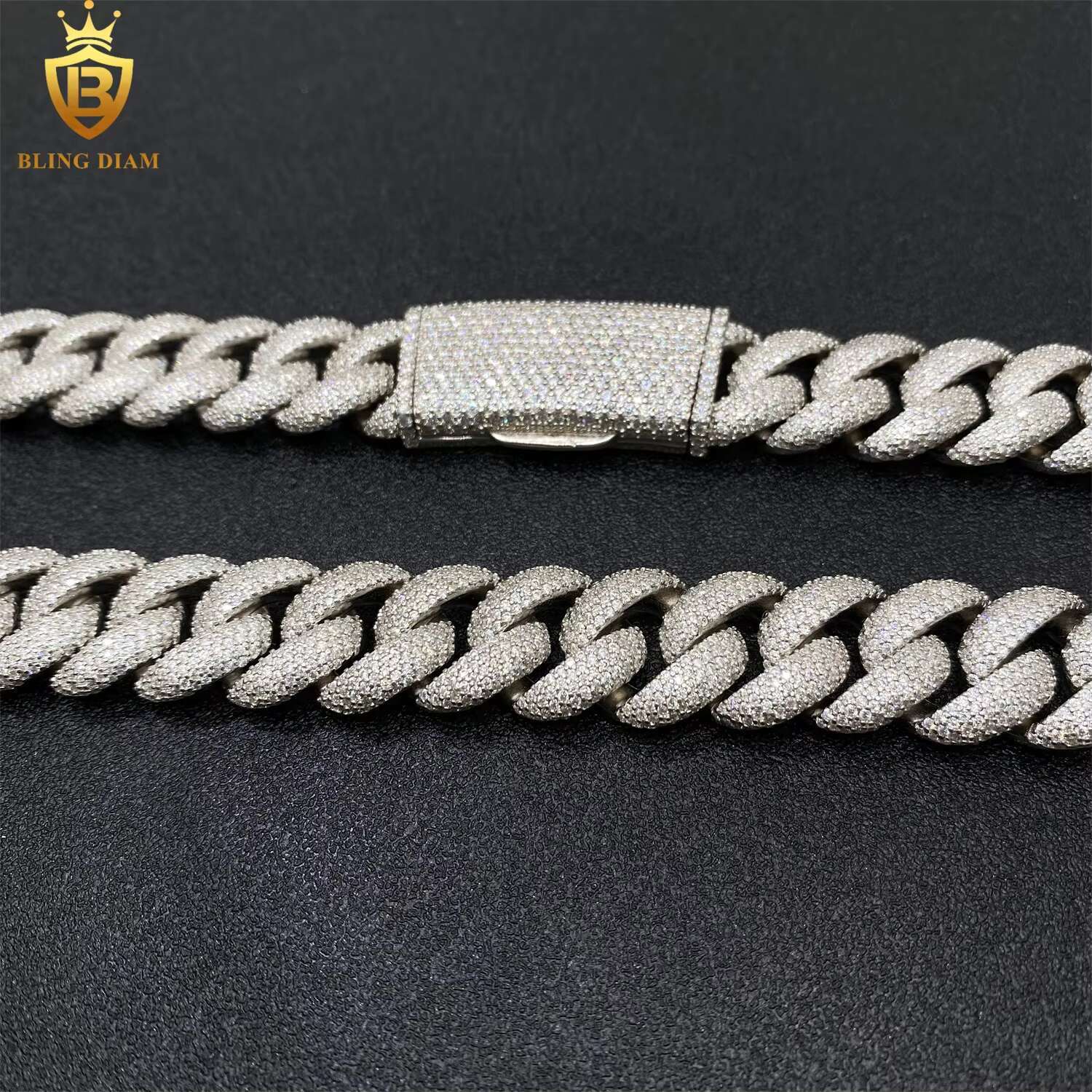 16mm 5 Rows Stones Miami Cuban Link Chain Pass Diamond Tester Hip Hop Jewelry 925 Sterling Silver Moissanite Custom
