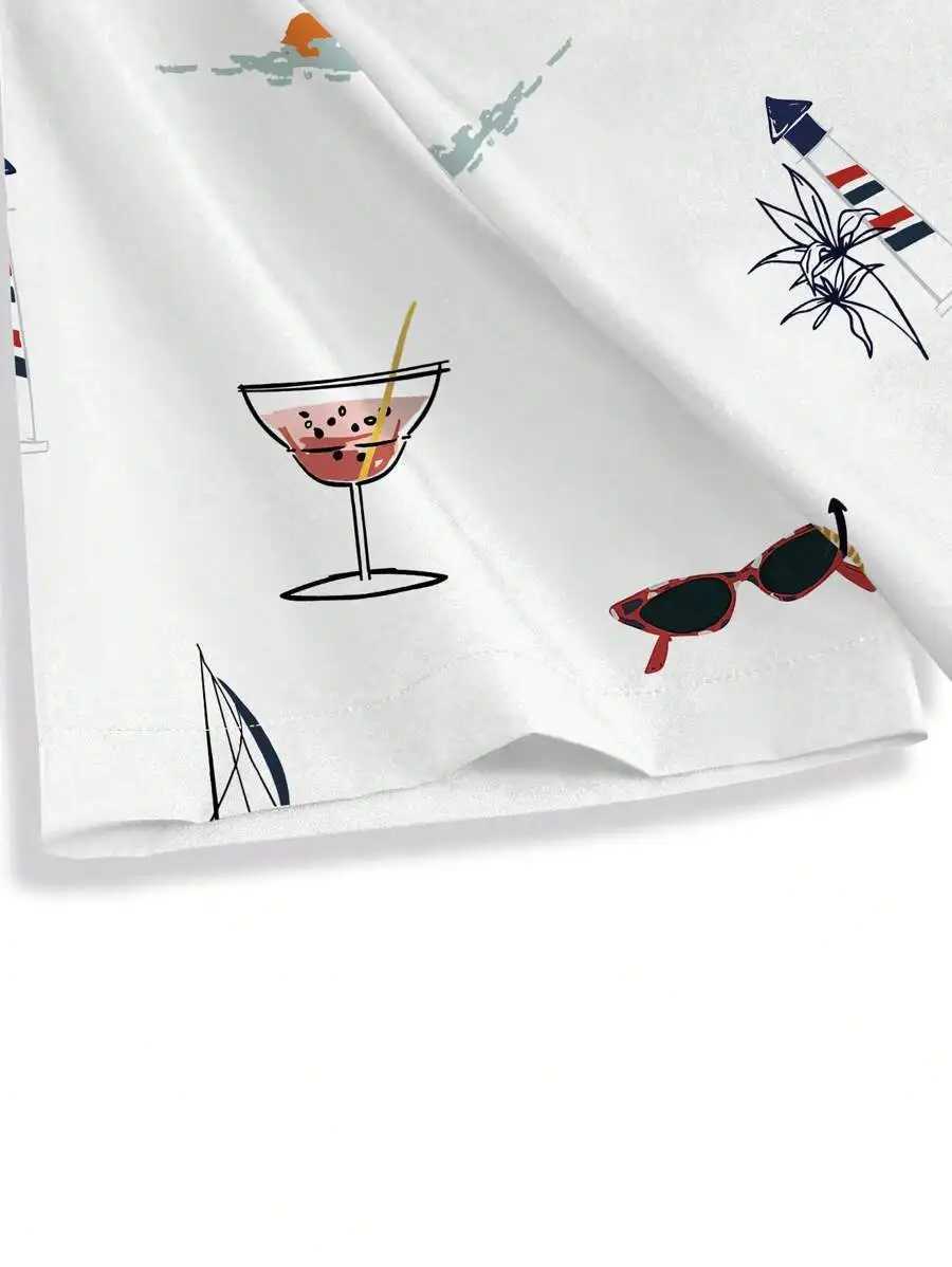 Mens Hawaiian Vacation Casual Button Short Sleeve Shirt X250410