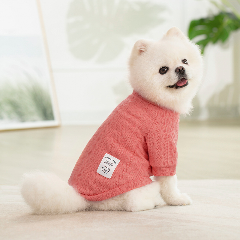 Free shipping Pet Supplies Dog Coats Jackets Autumn Winter New Pet Solid Color Knitted Sweater Fashion Small Medium sized Dog Cat Clothes