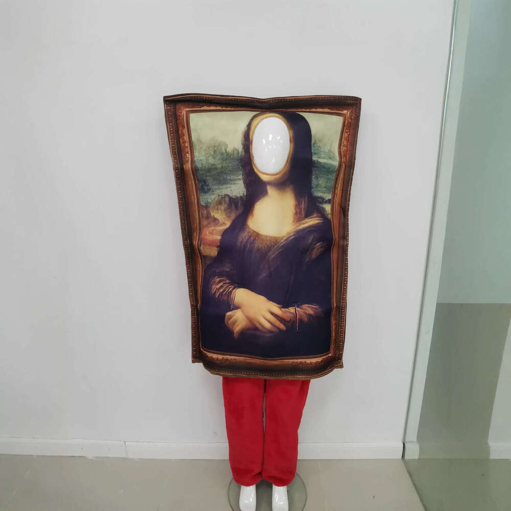 Christmas Halloween Party Fun Spoof Mona Lisa Poop Costume Parent-Child Dress Up Performance Jumpsuit