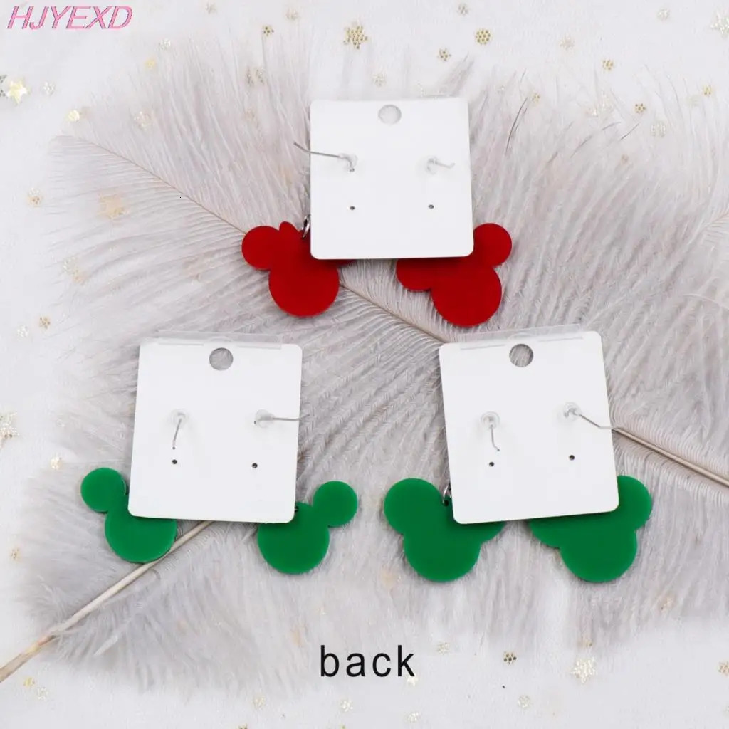 30mm Christmas Dangle Earrings Mouse Head With Bow Holiday Statement Glitter Acrylic Earrings 251031