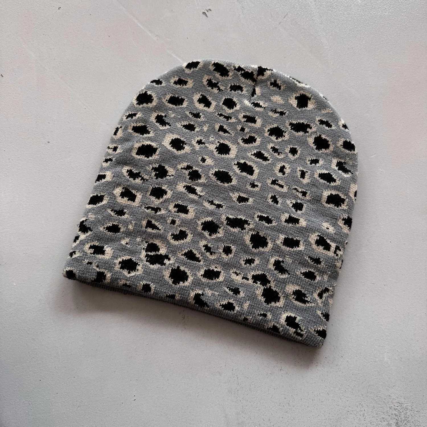 Leopard Jacquard Roll Brim Knit Beanie - Trendy Streetwear Unisex Couple Winter Hat for Fall Cold WeatherXJ251110