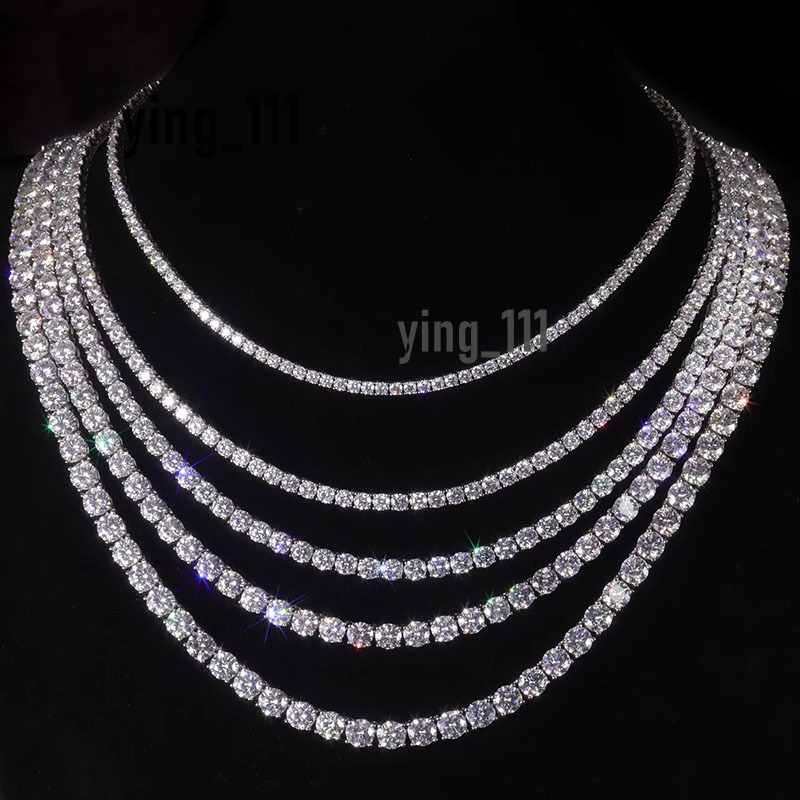 Hot Sale Tennis Chain 2mm-6.5mm 16inch- 24inch Moissanite Prong Setting With Rhodium Plated Hiphop for Man