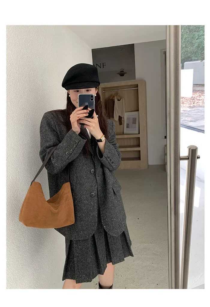 Bag womens autumn and winter new retro suede womens bag stitching handbag fashion and versatile one-shoulder armpit bag tide K251110