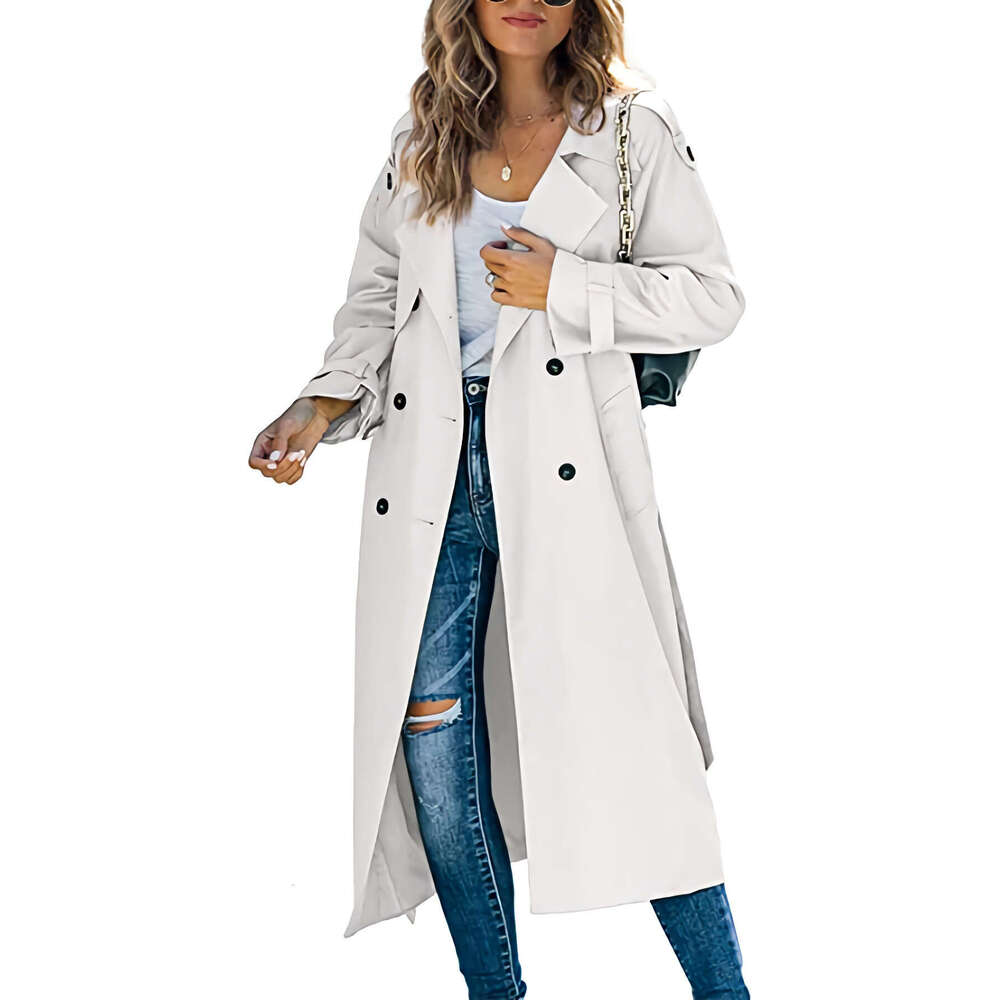 In Stock!Amazon Independent Station Cross-Border European American Style Women's Winter and Autumn Trench 2023 Export Coat