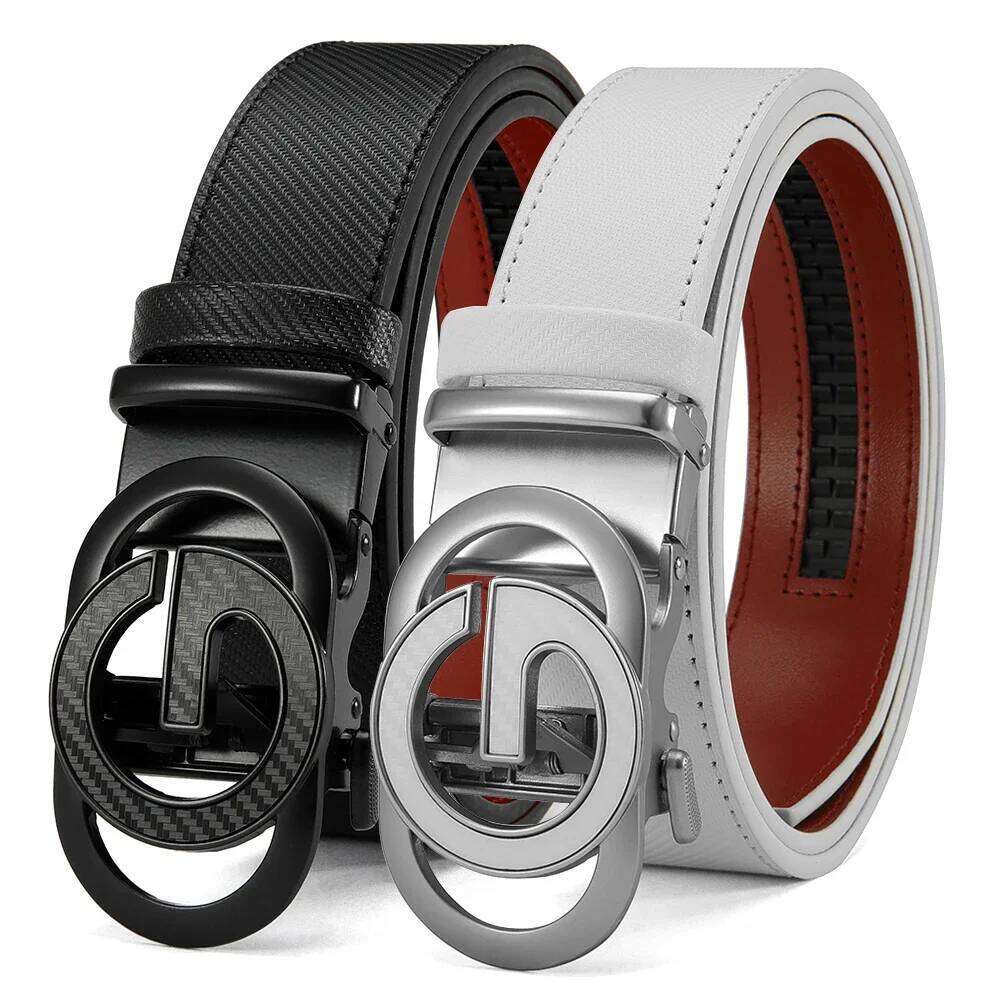 Men Genuine Leather Automatic Famous Brand Belt for Men's High Quality Buckle Work Black Cowskin Business