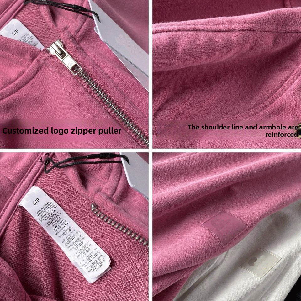 hoodie Yoga Fitness Sports Yoga Hoodie Jacket Autumn Winter Women Fleece Lined Thickened Pure Cotton Short Top jacket