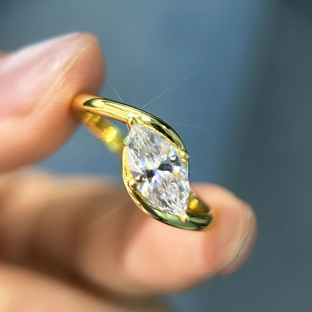 BXINY 12CT Marquise Ring S925 Silver 18K Gold Plated for Women Men Solitaire Wedding Band Gift Fine Jewelry with GRA 251103