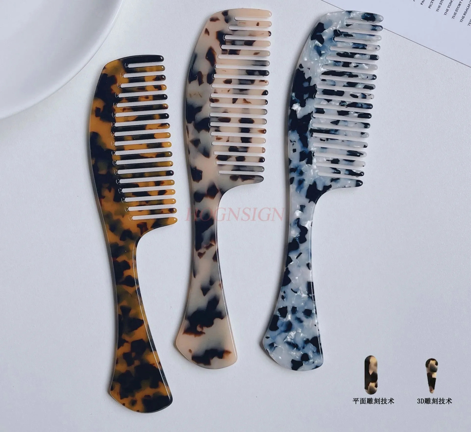 The Korean version of the acetate plate hairdressing comb simple retro marble hair comb hair comb female comb 251107