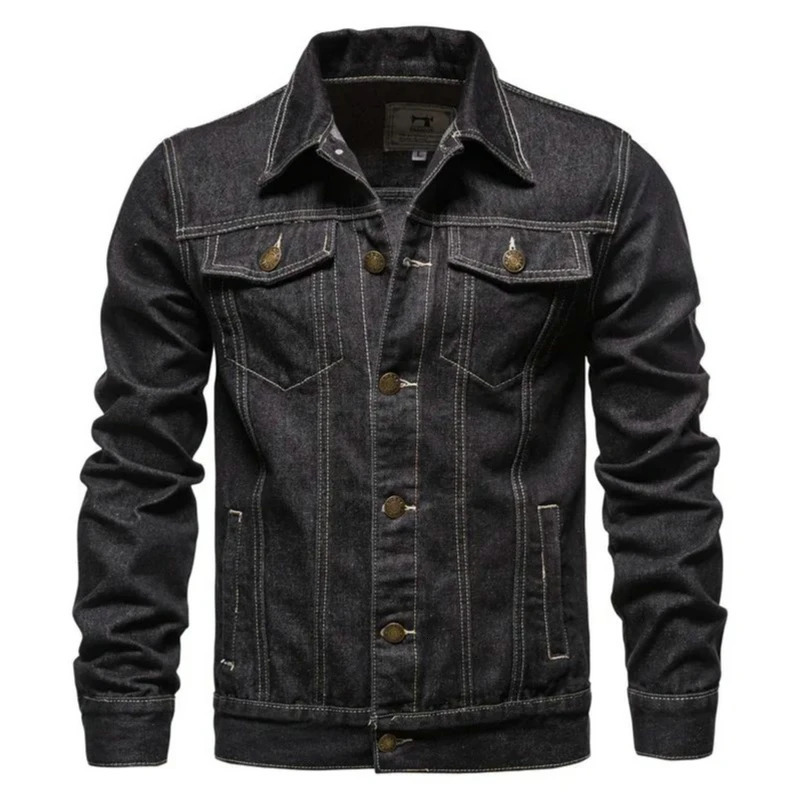autumn mens casual workwear jeans jacket loose version solid color top denim 250401