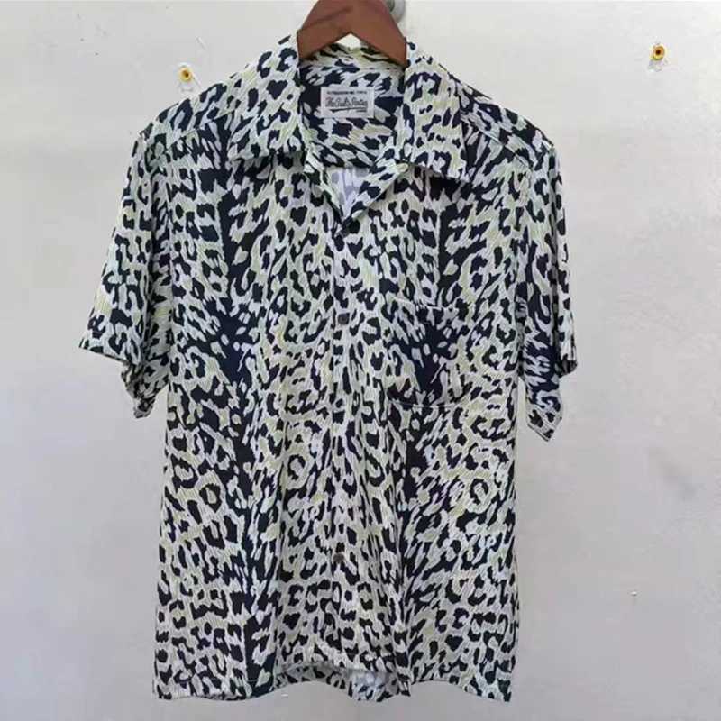 New Gradient Leopard Full Print Chaopai Hawaiian Short Sleeve Mens 1 1 High Quality Casual Top T-shirt X250410