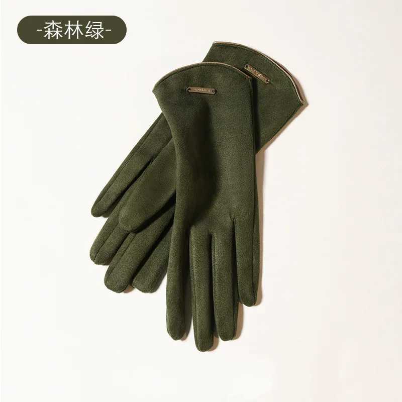 Womens Winter Touchscreen Gloves Fleece Lined Thickened Suede Leather Cycling Driving Warm Cold Resistant L251110