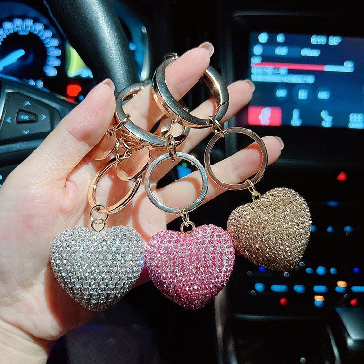 Keychains Metal 3D Cute Love-Heart Handbag Fashion Rhinestone-Crystal Charm Purse Bag Car Key Keyring Keychain Mom-Lover Keychainshop Dhnrf