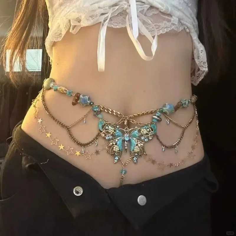 Fashionable Shiny Decorative Belt Text Girl Adjustable Metal Belt Punk Leg Chain Dress Jeans Decoration X250410