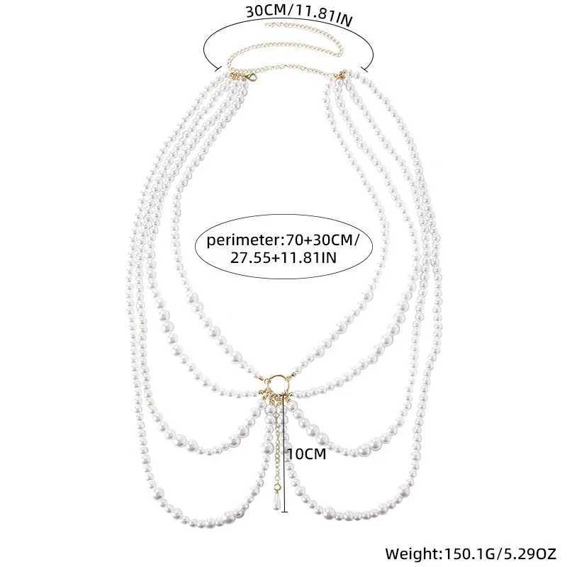 Modern Jewelry Sweet Korean Temperature Simulated Pearl Body Chain Used for Wenfen Gifts Popa Accessories Hot S X250410