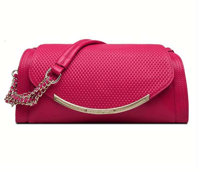 Women Genuine Leather Crossbody Bag With Hardware Elegant Chain Strap Zipper Closure, Golden-Tone Hardware, Structured Round Top & Smooth Edges Luxury