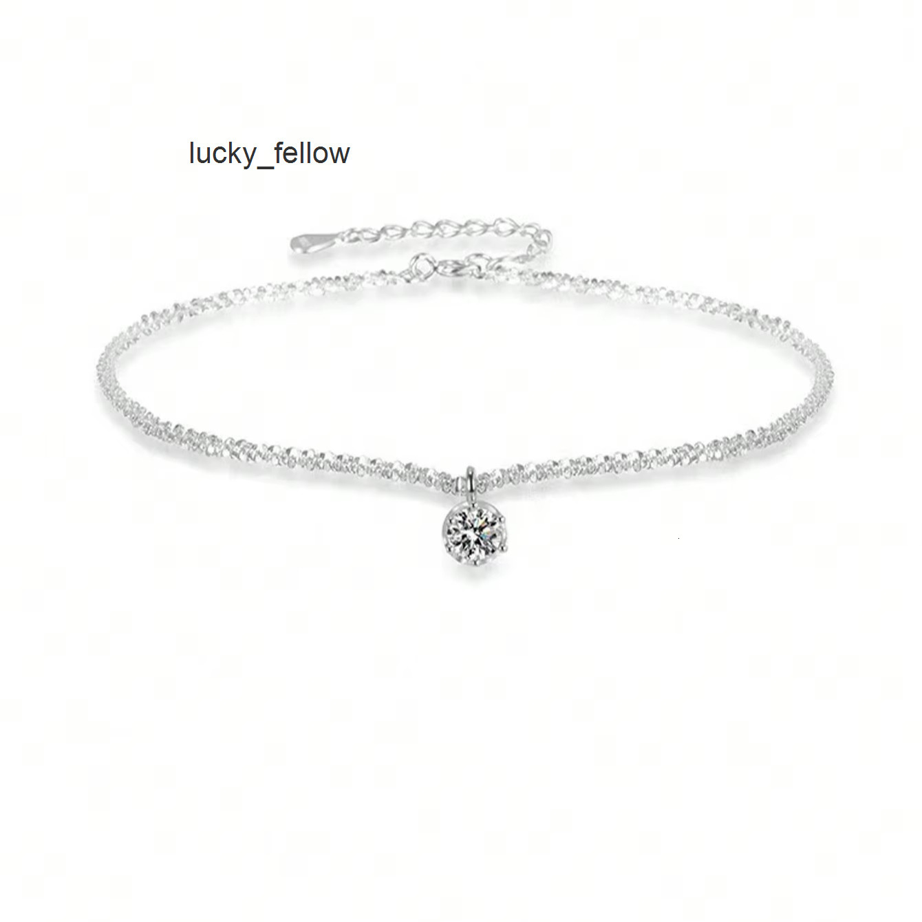 High Quality New Fashion Flash Moissanite Diamond Anklet for Women Luxury Europe Style Main Stone Material for Gift