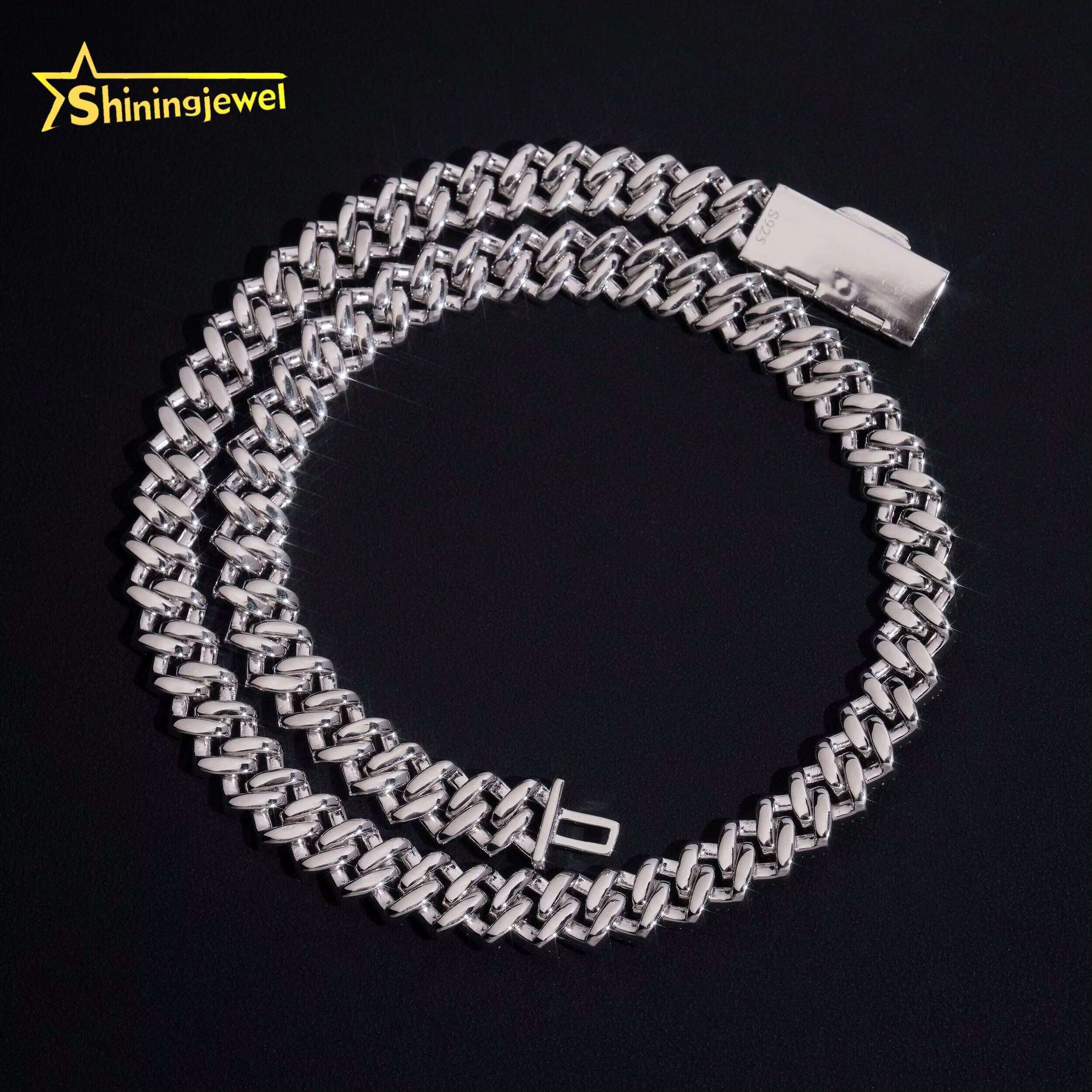 Fine Jewelry 925 Silver 12MM 2 Rows Moissanite Miami Cuban Link Chain Men Iced Out Hip Hop VVS Moissanite Chains Necklace