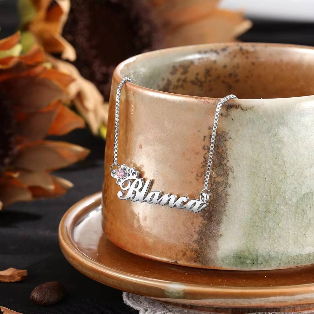 Custom 925 Sterling Silver Zircon Moissanite Diamond Initial Letter Customized Name Pendant Fashion Jewelry Necklace