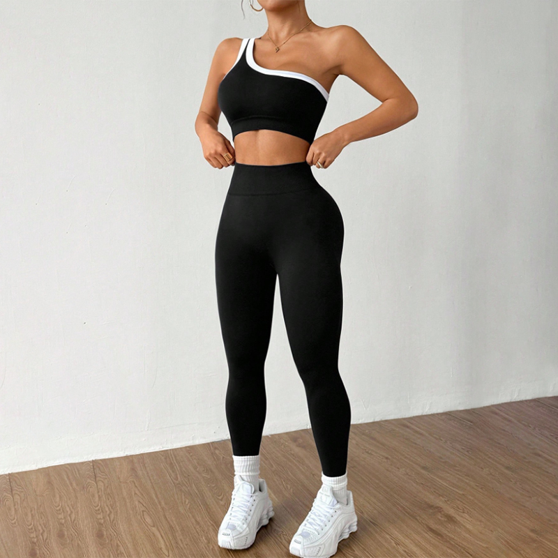 Yoga Set Sports One Shoulder Backless Bra Fitness Yoga Pants Outdoor Running Set