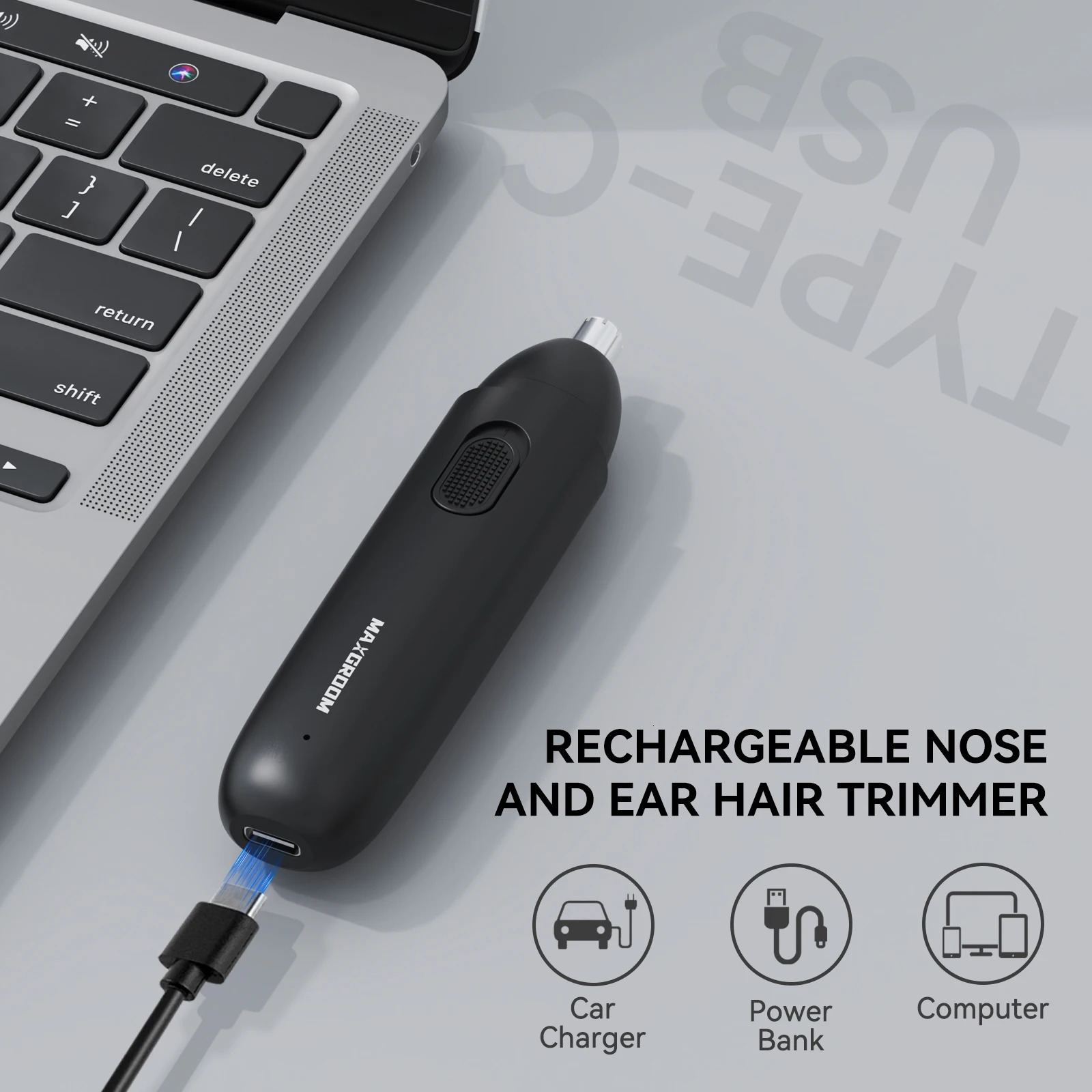 MAXGROOM Nose Hair Trimmer for Men Rechargeable 360 Rotating Dual-Blade Electric Shaver Eyebrows Nose Hair Trimmer Painless Safe 250410