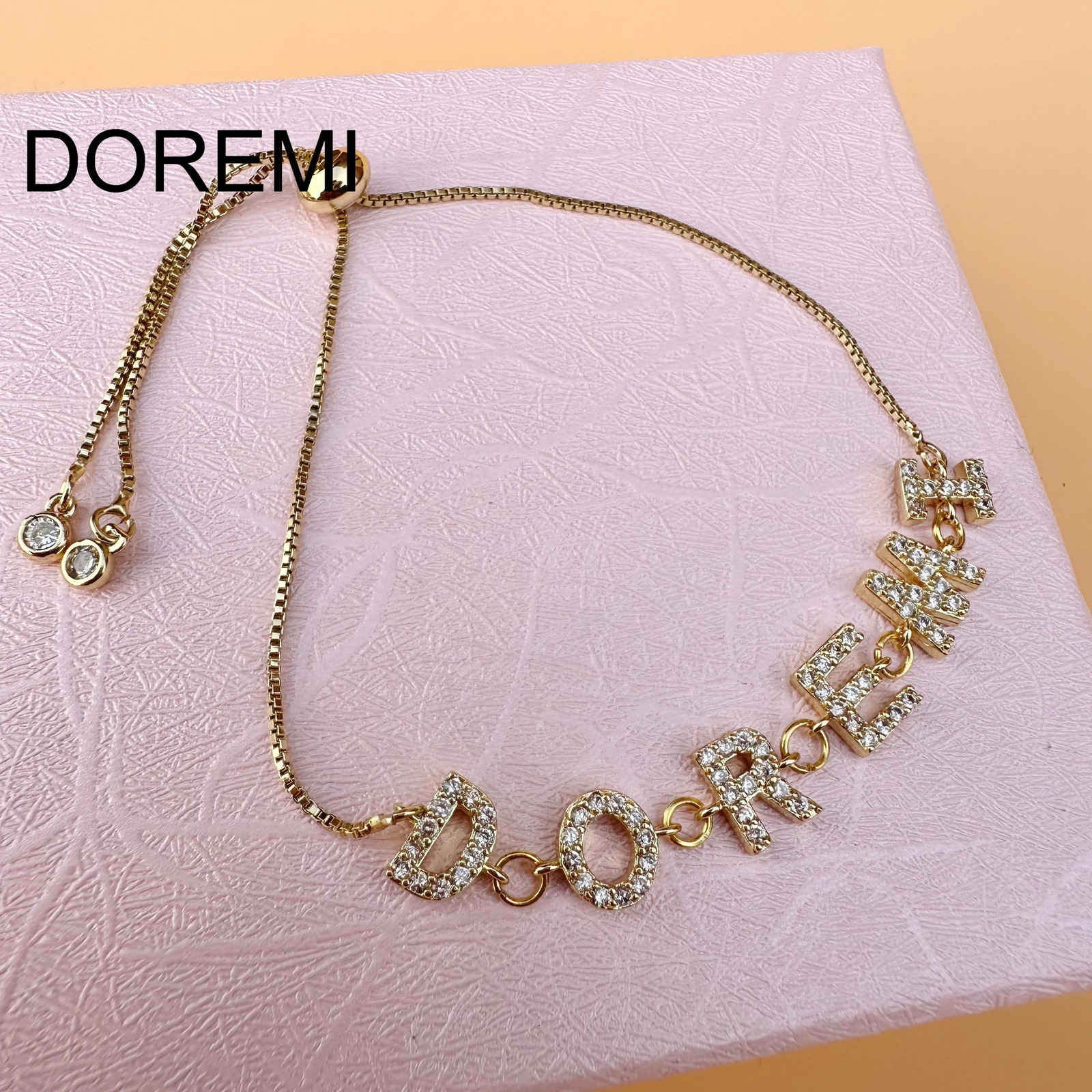 Doremi Diamond Letter Alphabet Bracelet Dainty 26 Letter Initial Charm Bracelet Gold Jewelry Initial Letter Zircon Name Bracelet 250408