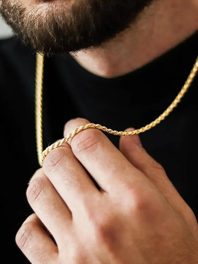 Vct 4Mm/6Mm/8Mm/10Mm Rope Chain Bracelet and Pendant Necklace for Men and Women 14K Gold Plated Jewelry Wholesale 251110